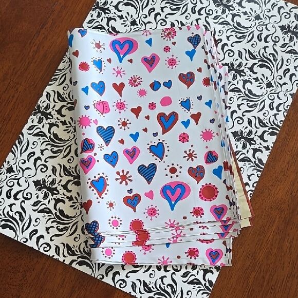 Heart Flower Patterned Shipping Plastic Poly Seller Love Cute Boho Y2k Wrap Ship - Picture 1 of 4
